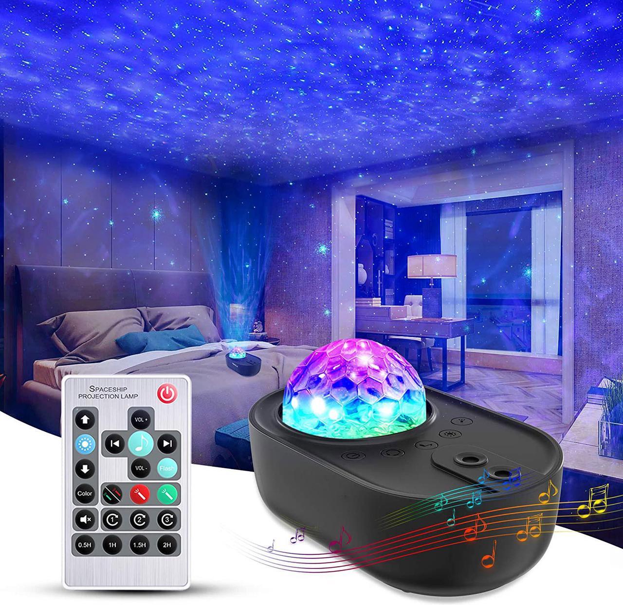 3 in 1 Star Galaxy Projector, Night Light Projector Bluetooth Music Speaker, Remote Control & 5 White Noises for Bedroom/Party/Decor, Timer Starry Projector for Kids, Adults