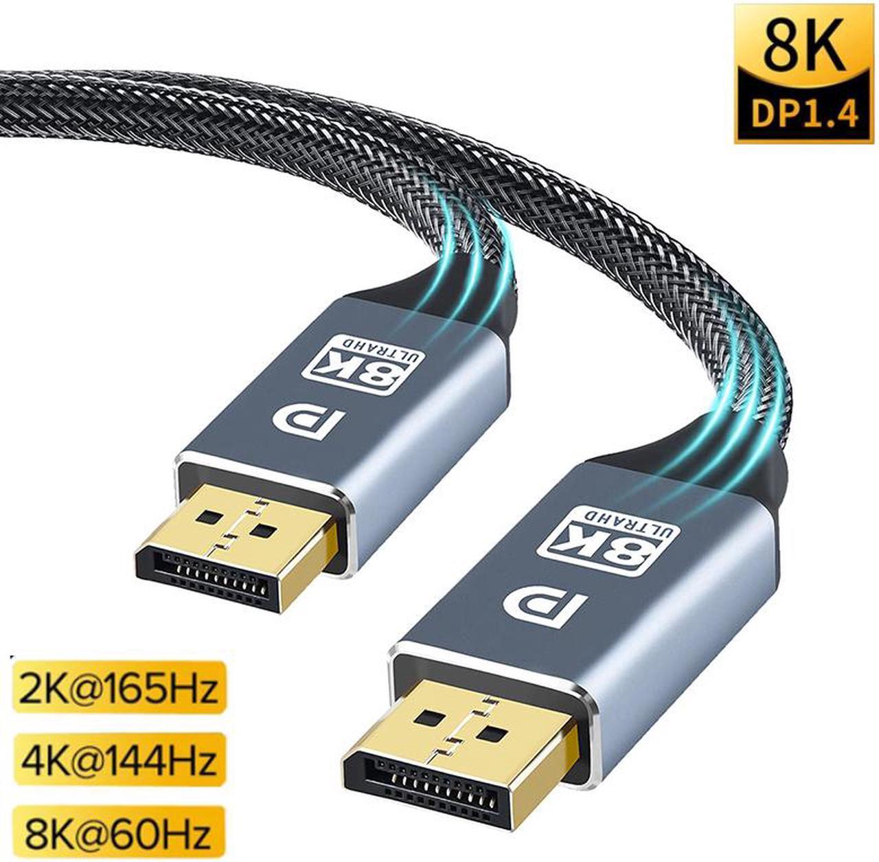 8K DisplayPort Cable 1.4, 3.3Ft/1M DP Cable (8K@60Hz 4K@144Hz 2K@165HZ) High Speed Braided DisplayPort Cable Cord 32.4Gbps HDP, Compatible with Gaming Monitor Cable, Laptop PC TV