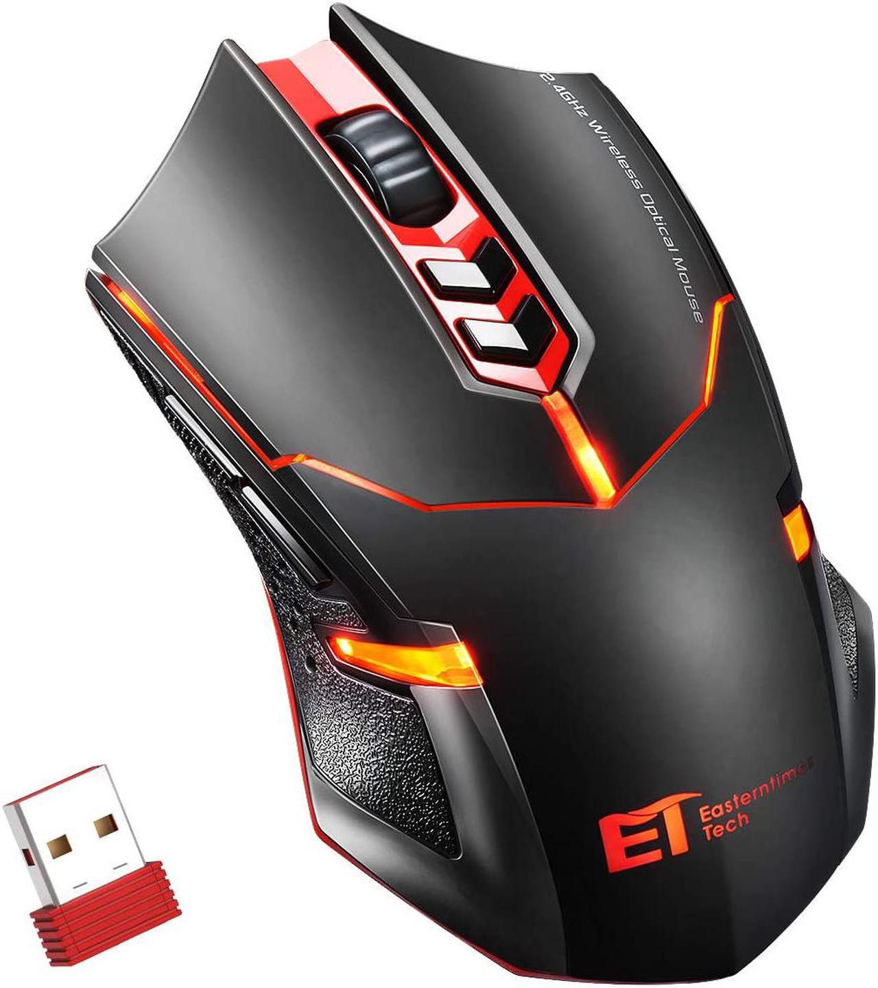 Wireless Gaming Mouse for Laptop PC- 2.4G USB Cordless Optical Gaming & Office Mice with 7 Silent Click Buttons, Ergonomic Computer Mouse 5 Adjustable DPI, Plug & Play for PC, Windows, Mac