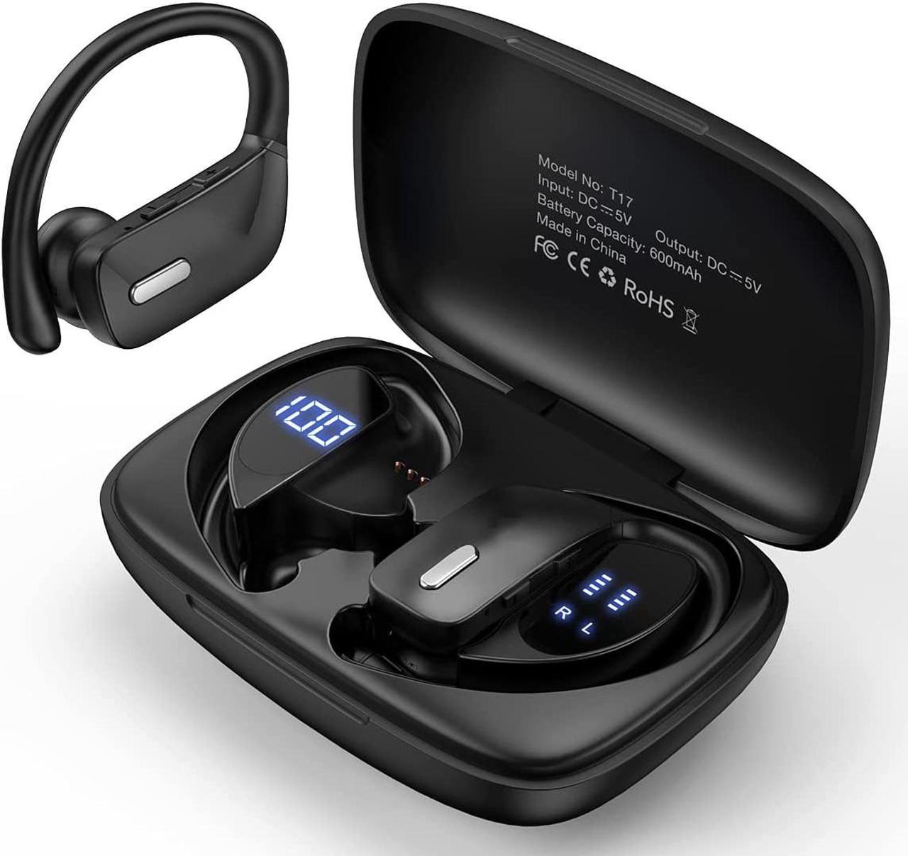 Ture Wireless Earbuds, Wireless Headphones, Bluetooth Earphones 48H Play Back in Ear Earbuds Waterproof with Microphone LED Display for Sports Running Workout Black