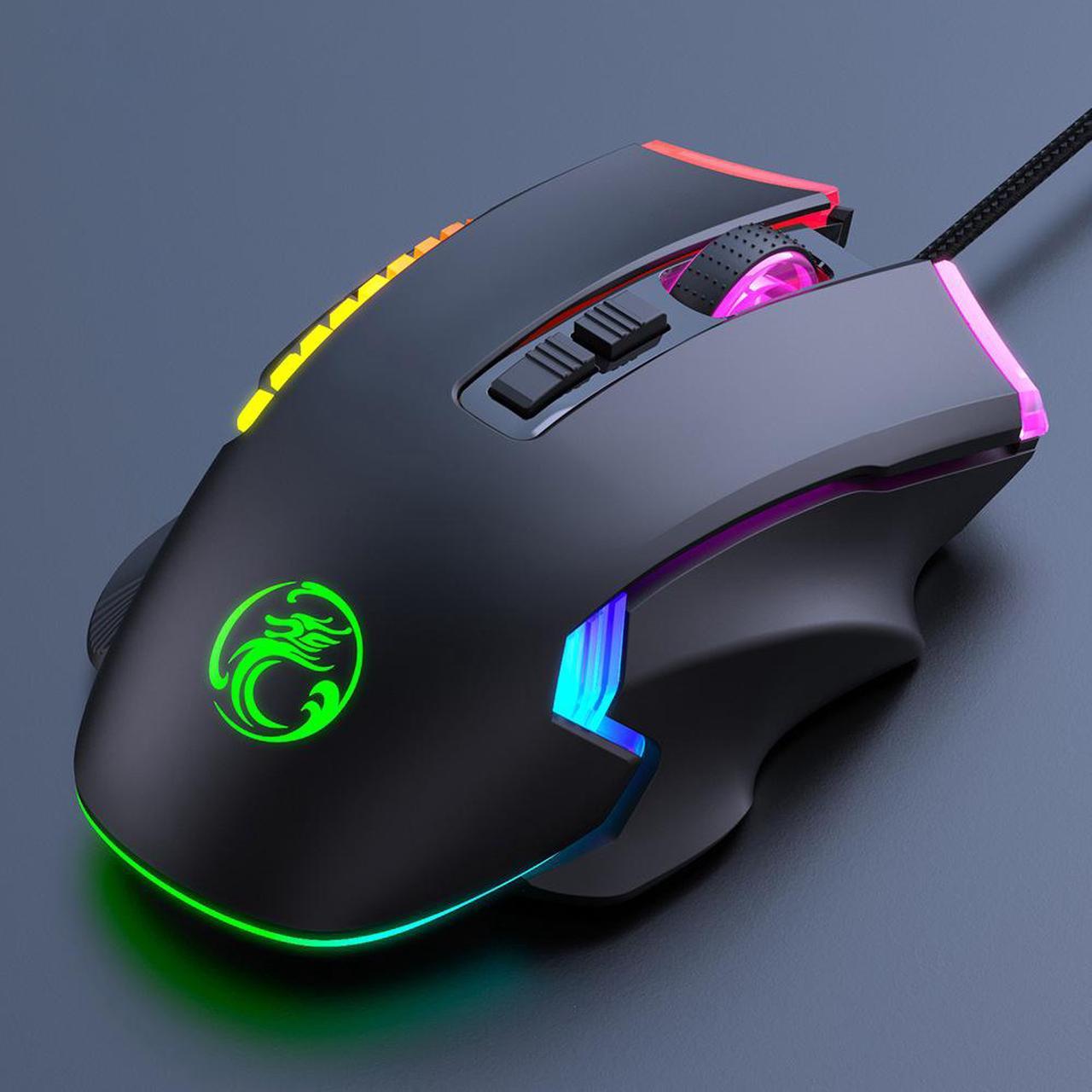 RGB Gaming Mouse Wired, 8 Programmable Buttons Computer Mouse, 6 Adjustable DPI [1200/1600/2400/3200/4800/7200 dpi], Ergonomic Mouse with 13 Backlight Modes Gaming Mice for Windows 7/8/10/XP Linux