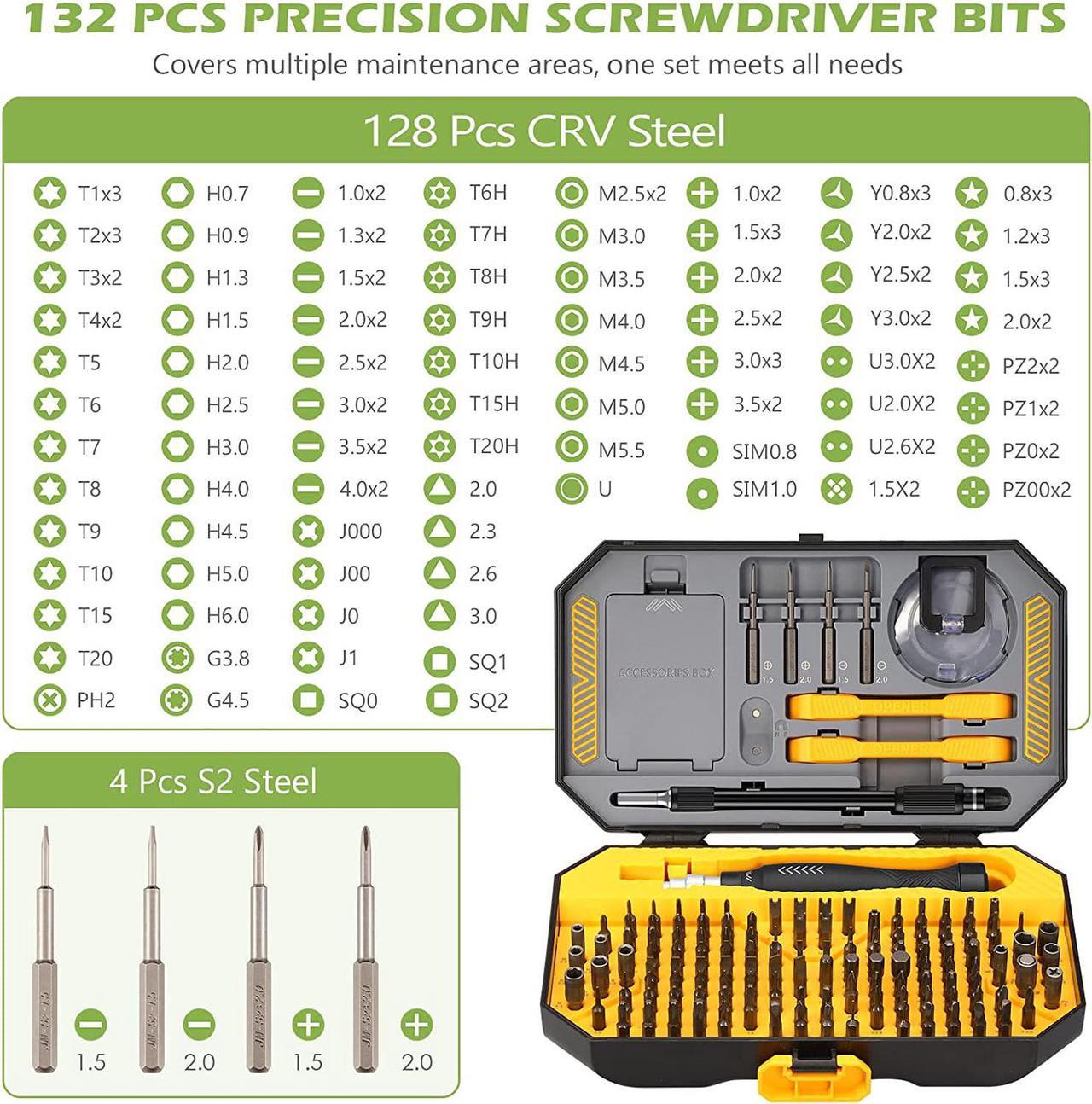 Alt view image 2 of 7 - PC Repair Tools Screwdriver Set, 145 in 1 Precision Screwdriver Set with 132 Screwdriver Bits, Magnetic Repair Tool Kit with Portable Case for Smartphones, MacBooks, Laptops, Watches