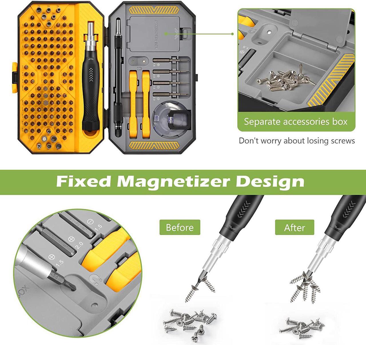 Alt view image 5 of 7 - PC Repair Tools Screwdriver Set, 145 in 1 Precision Screwdriver Set with 132 Screwdriver Bits, Magnetic Repair Tool Kit with Portable Case for Smartphones, MacBooks, Laptops, Watches