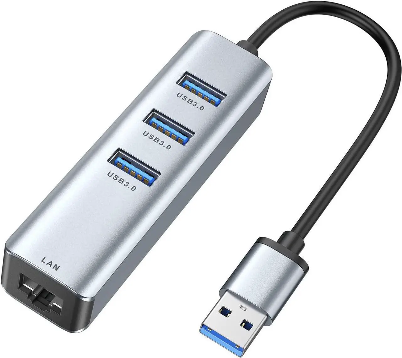 Main image of USB 3.0 to Ethernet Adapter, 3-Port USB 3.0 Hub with RJ45 10/100/1000Mbps Gigabit Ethernet Adapter Support Windows 10,8.1,Mac OS, Sur-face Pro,Linux,Chromebook and More (Gray)