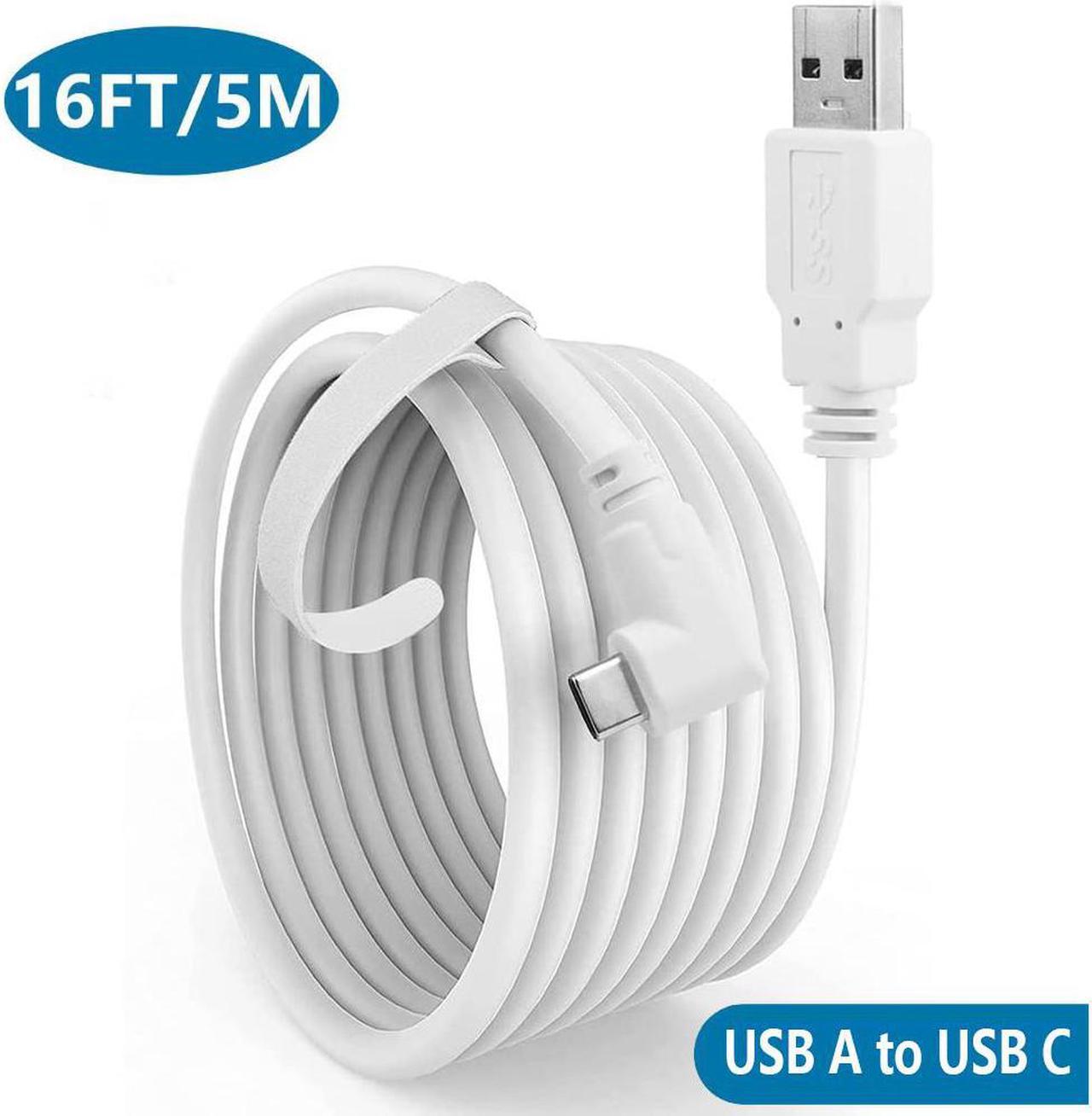 16Ft/5M USB 3.0 to USB C Cable for Quest 2, VR Link Charging Cable Power Cord to PC for Oculus Meta Quest 2/1 VR Headset Gaming PC Steam VR USB A to USB C High Speed 5Gbps Data Transfer Charger Cord