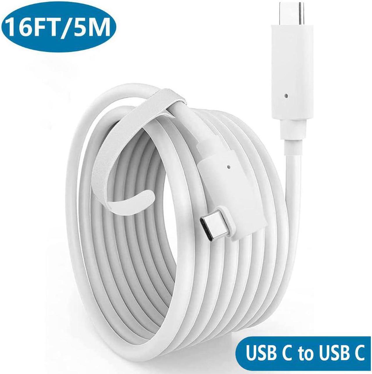 16Ft/5M USB 3.2 Gen 1 Quest 2 Link Cable Charger Cord for Meta Oculus Quest 2/1 Gaming PC Steam VR Headset USB C to USB C Virtual Reality Charger Cable 5Gbps Date Transfer Extension Charging Cord