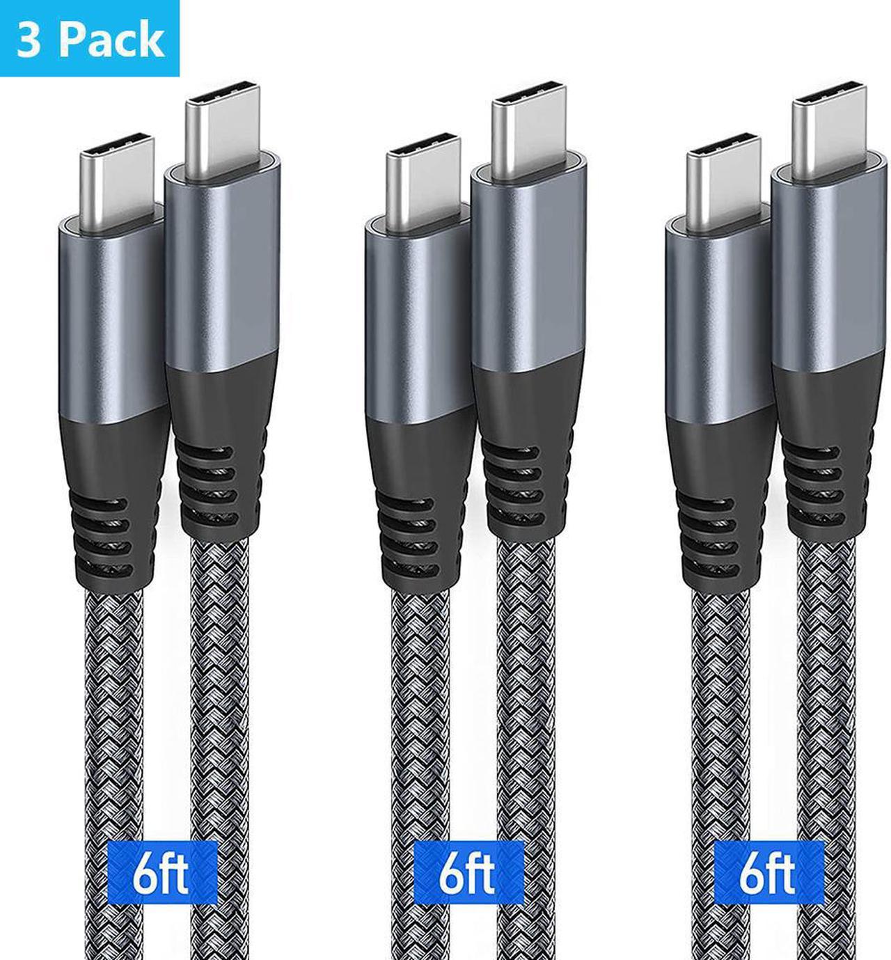 60W USB C to USB C Cable 6ft/2M, 3Pack USB C Cable, PD Type C Charging Cable, USB C Braided Fast Charging Cord Compatible with M-a-c-B-o-o-k Pro 2020,Galaxy S20, Switch and Other USB C Charger