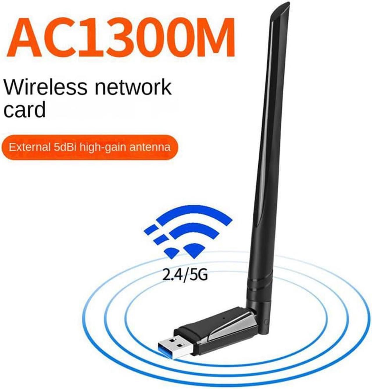 AC1300 Mbps Wifi Dongle for PC, Ultra Speed USB 3.0 Wifi Adapter,High Gain 5dbi Dual Band 2.4&5GHz Internet Dongle USB Wifi Wireless Adapter for PC Desktop Laptop, 11/10/8.1/8/7/Vista/XP, Mac OS