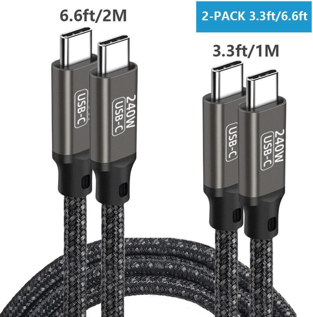 USB C to USB C Cable 240W [2 Pack, 3.3ft+6.6ft], Type C Charging Cable, USB C Fast Charging Cord, Nylon Braided USB C Cable Compatible with MacBook Pro 2021, i-Pad Pro, i-Pad Air 4th, Galaxy, Pixel