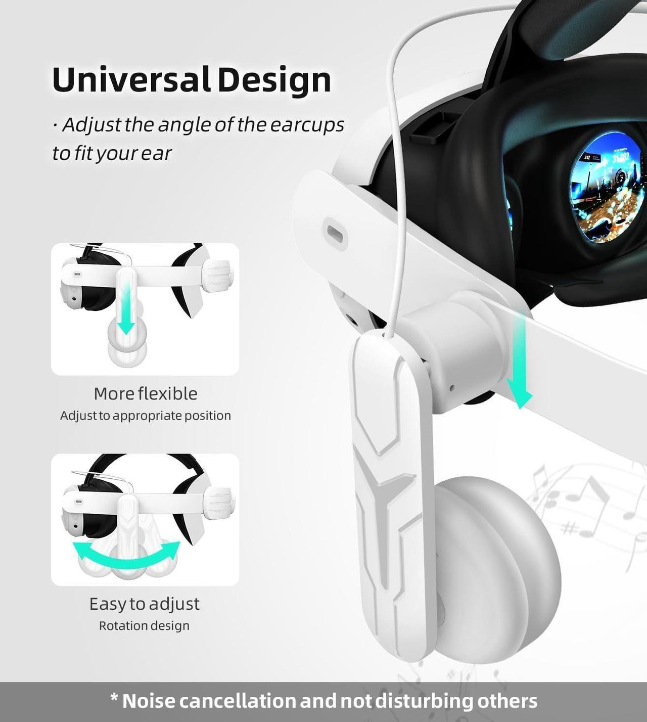 Alt view image 2 of 7 - Headphones Head Strap Compatible with Meta Quest 3 Accessories, Comfort On-Ear Audio Elite Strap Replacement for Enhanced Sound Effects and Increased Immersion in VR | Head Strap Included