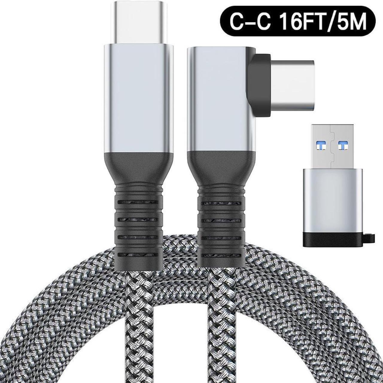 16FT/5M USB C to C VR Link Cable Compatible with Me-ta O-culus Quest 2/Quest 3/Pro Pico, Nylon Braided USB C Cord Accessories and Gaming PC Steam VR, USB 3.0 Data Transfer Type C Cable, for VR Headset