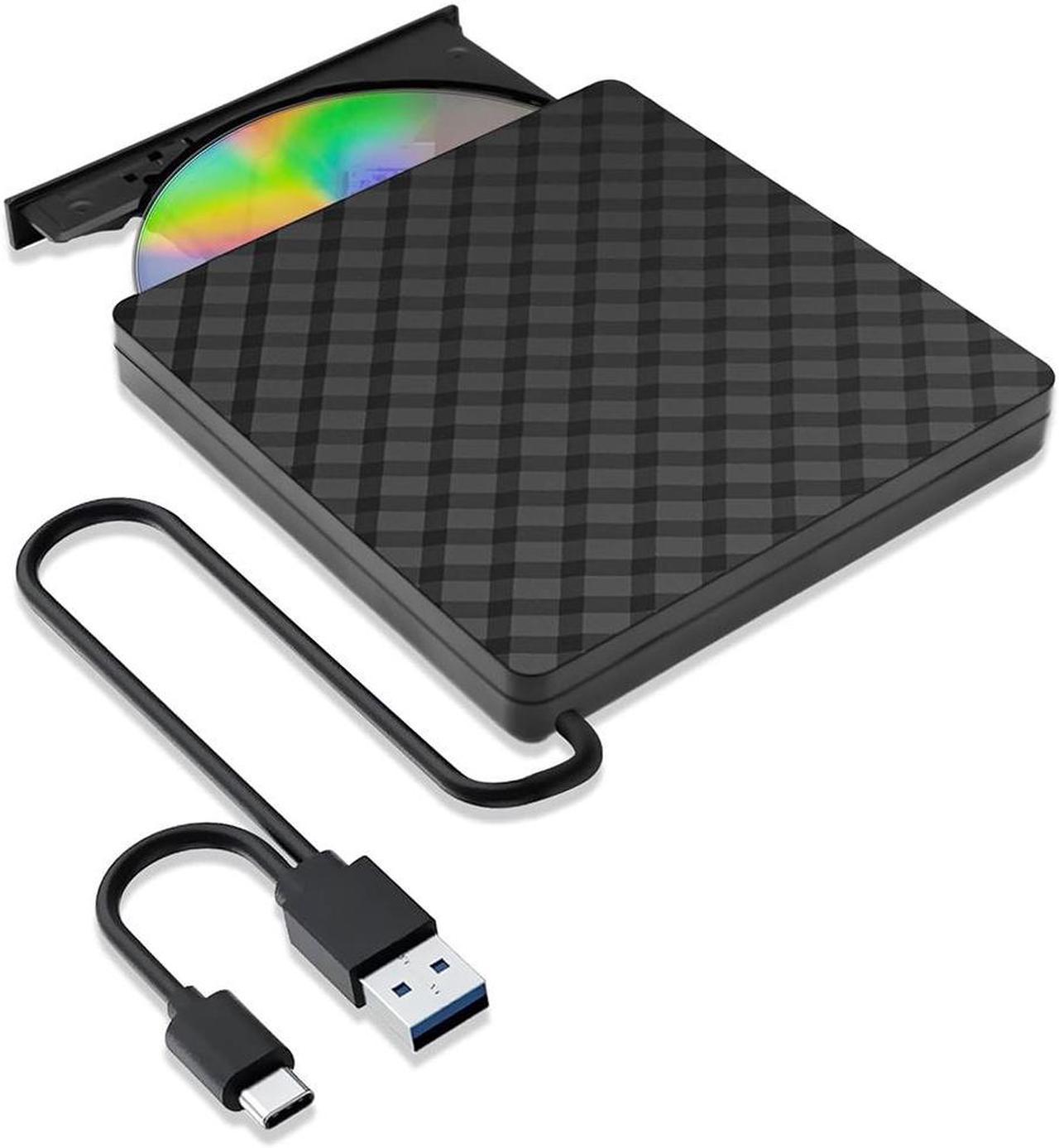 External CD DVD Drive, External CD ROM CD/DVD Burner with USB 3.0 and USB C, Portable CD/DVD +/-RW Drive/DVD Player for PC, Laptop, Desktops, Mac-Book, Windows XP/2003/Vista/7/8/10/Linux/MacOS