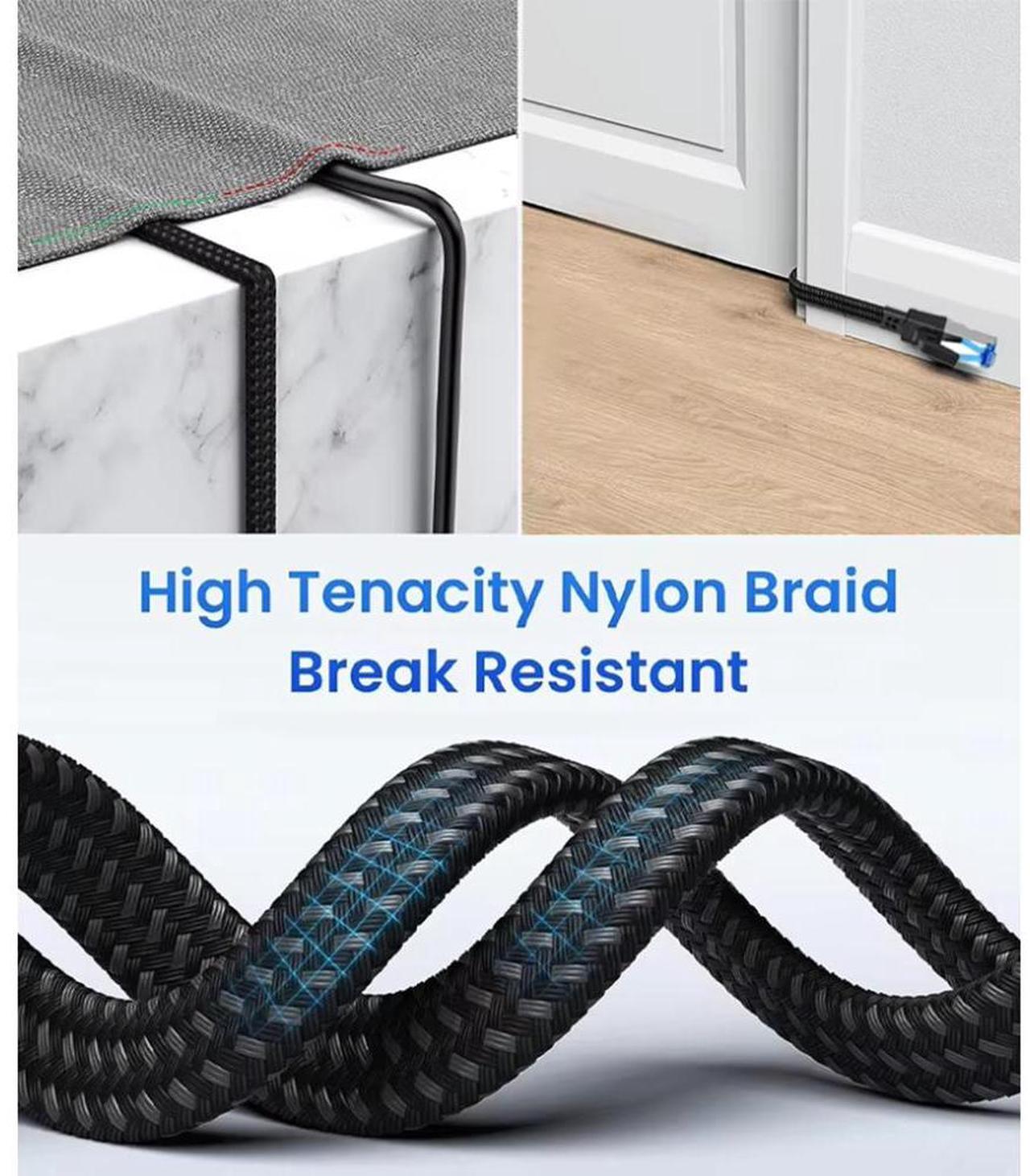 Alt view image 5 of 7 - Hitoor Cat 8 Ethernet Cable 33FT/10M, Braided High Speed 40Gbps 2000Mhz Lan Patch Cord RJ45 Network Cable, Ethernet LAN Cable for Indoor/Outdoor Use - Perfect for Modem/Router/Gaming/PC 33 ft.