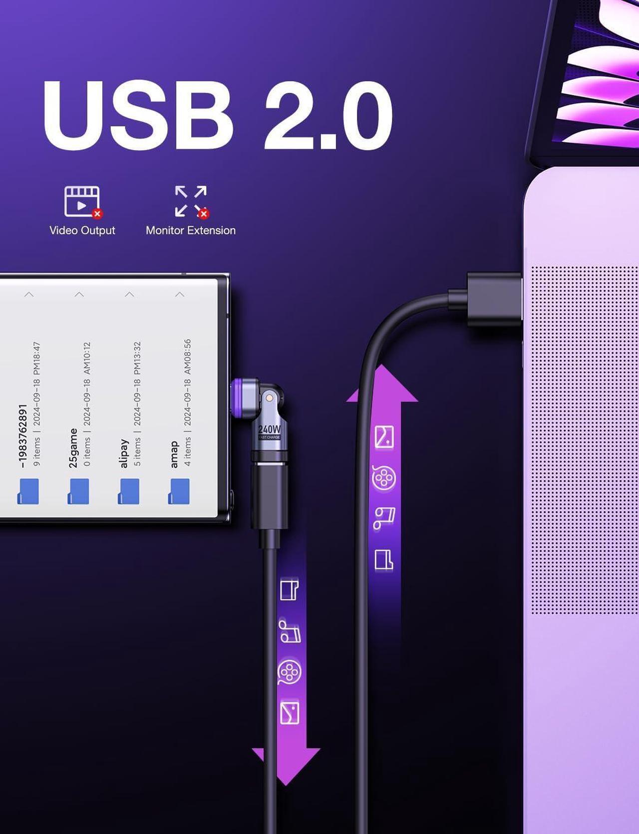Alt view image 5 of 7 - Hitoor PD 240W 16PIN USB C Magnetic Adapter (2Pack)/USB C 90 Degree Adapter/Right Angle C Adapter/C to C Adapter for i-Phone 16/15 Series, Ma-Book Pro/1Pad Series, Galaxy, G-oo-gle Pixel etc..