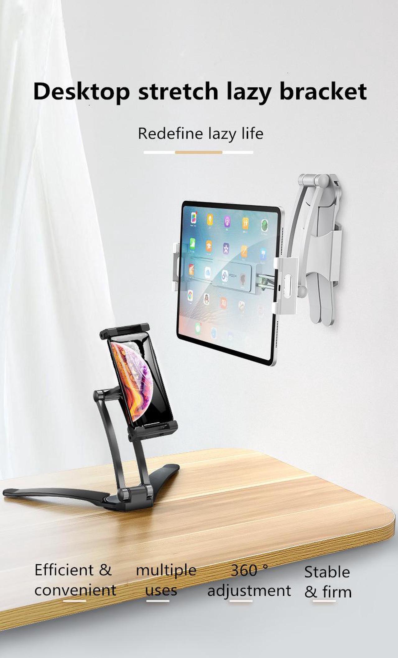 Universal Wall or Desktop  360° Rotating Phone Holder Clips Tablet Stand Digital Kitchen Mount Stand Tablet Metal Bracket Smartphones Holders