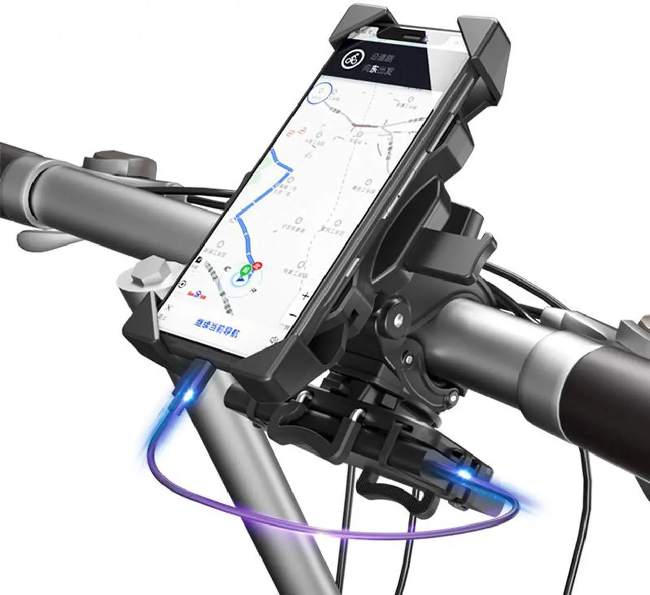 Main image of Bike Phone Mount 360° Rotatable Motorcycle & Mountain Bike Phone Holder with Adjustable Handlebar Mount, Silicone Universal Motorcycle Phone Mount Fit for iPhone,Android