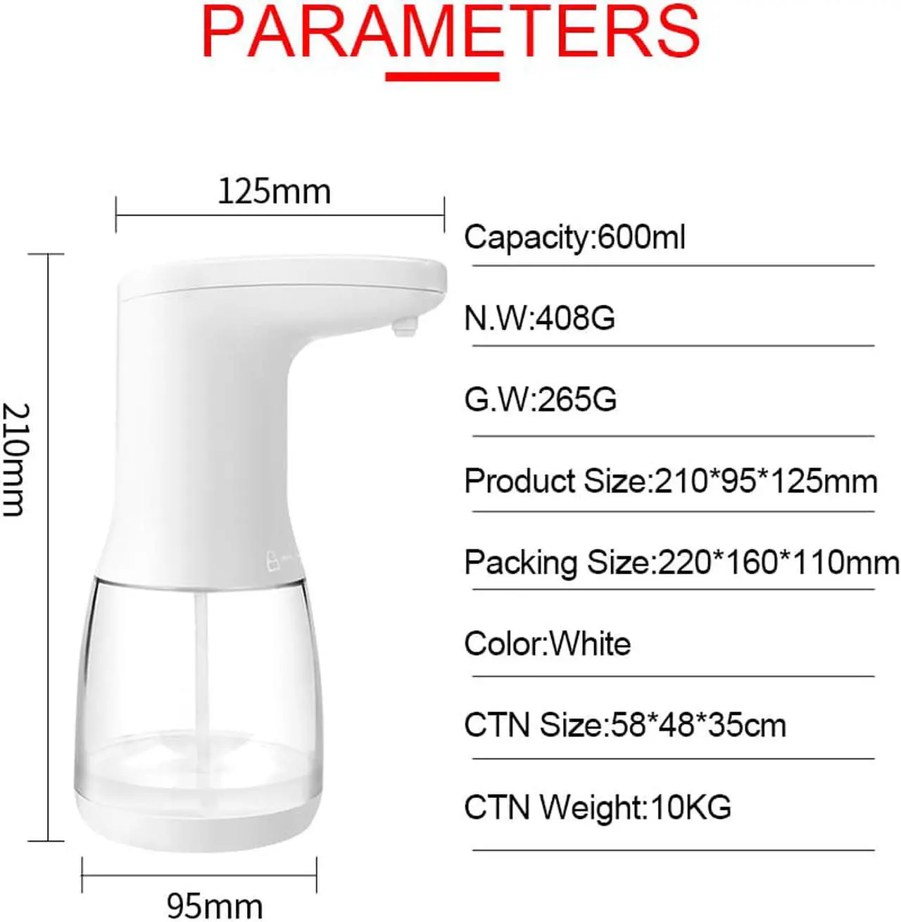 Alt view image 2 of 7 - 600mL Touchless Automatic Alcohol Soap Dispenser USB Charging Smart Sensor Foam Machine Infrared Sensor Foam Soap Dispenser for kitchen/bathroom handwashing