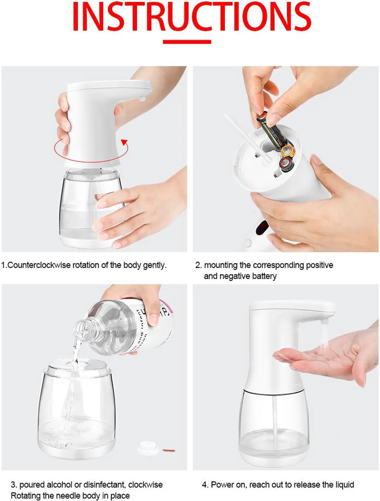Alt view image 6 of 7 - 600mL Touchless Automatic Alcohol Soap Dispenser USB Charging Smart Sensor Foam Machine Infrared Sensor Foam Soap Dispenser for kitchen/bathroom handwashing