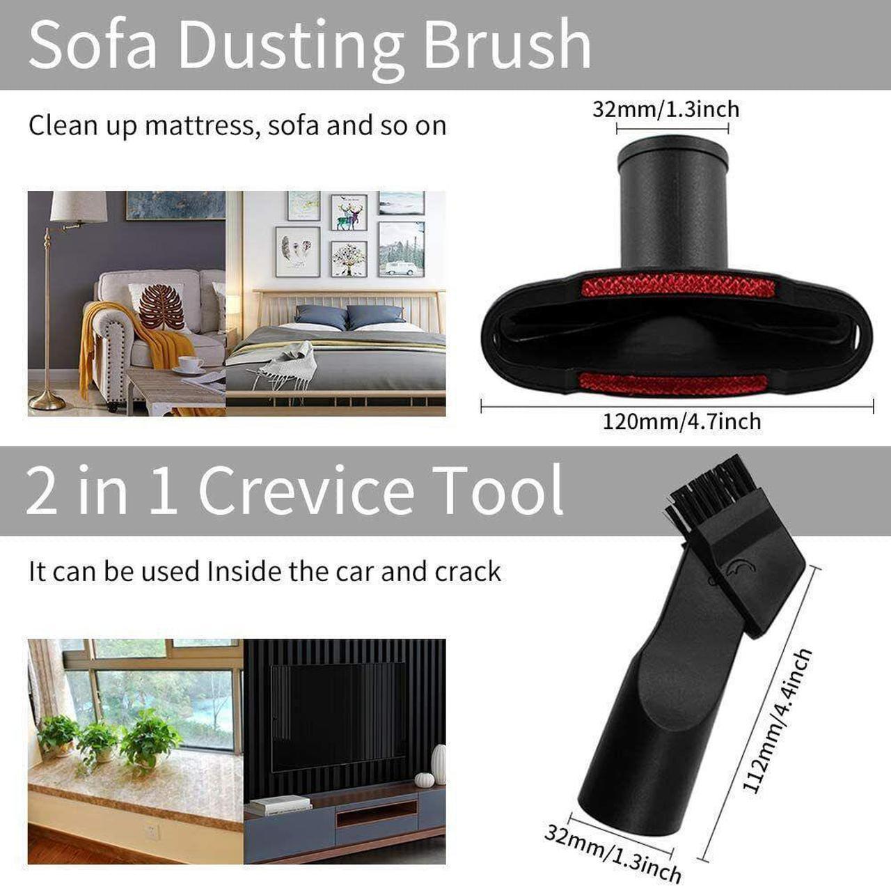 Alt view image 2 of 6 - Shop Vac Replacement 32mm1 1/4in Vacuum Attachments Dusty Brush  Crevice Kit