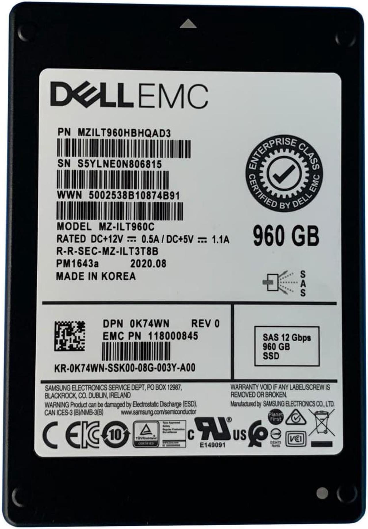Main image of Dell K74WN 960GB SAS 12GBPS 2.5" SSD MZILT960HBHQAD3 MZ-ILT960C