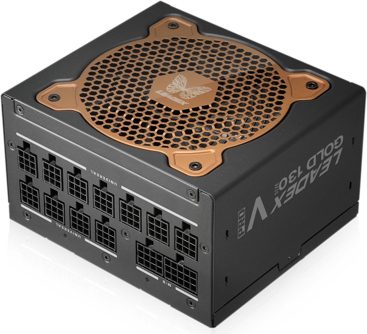 Super Flower Leadex V Gold PRO 1000W ATX 80 PLUS GOLD Certified Power Supply, Smallest 130mm 1000W ATX PSU, Patent Super Connectors, Full Modular, Ultra-Flexible Flat Ribbon Cab, SF-1000F14TG