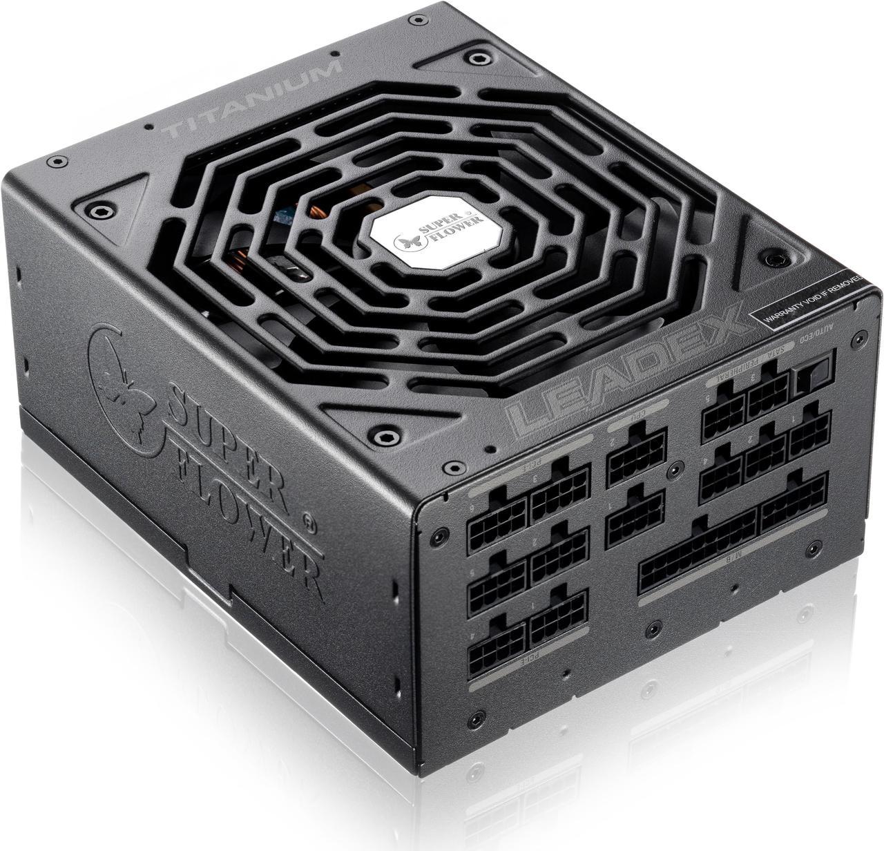 Super Flower Leadex Titanium 1000W 80+ Titanium, 10 Years Warranty, ECO Fanless & Silent Mode, Full Modular Power Supply, Dual Ball Bearing Fan, SF-1000F14HT