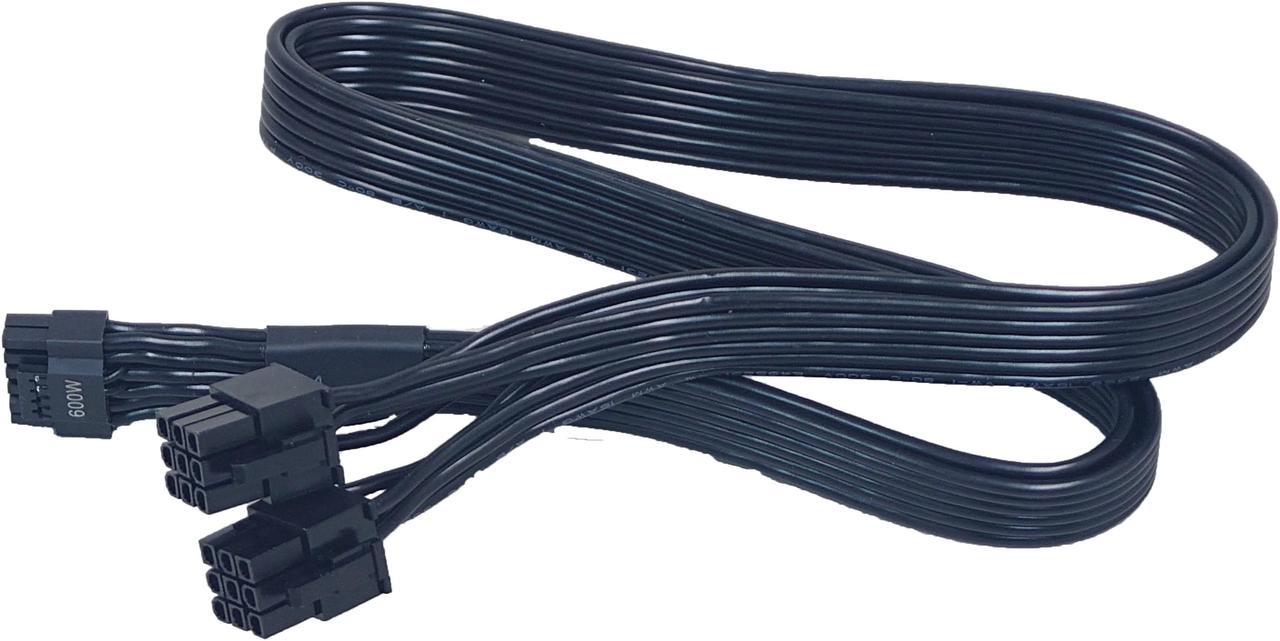 Main image of SUPER FLOWER 600W PCIe 5.0 / Gen 5 12VHPWR PSU Cable-Black-Fits LEADEX V GOLD & Platinum PRO, / LEADEX VI PRO / Leadex VII Platinum PRO PSUs via Dual 9-pin PCIe - 12+4pin Connector - Flat Cables 600mm