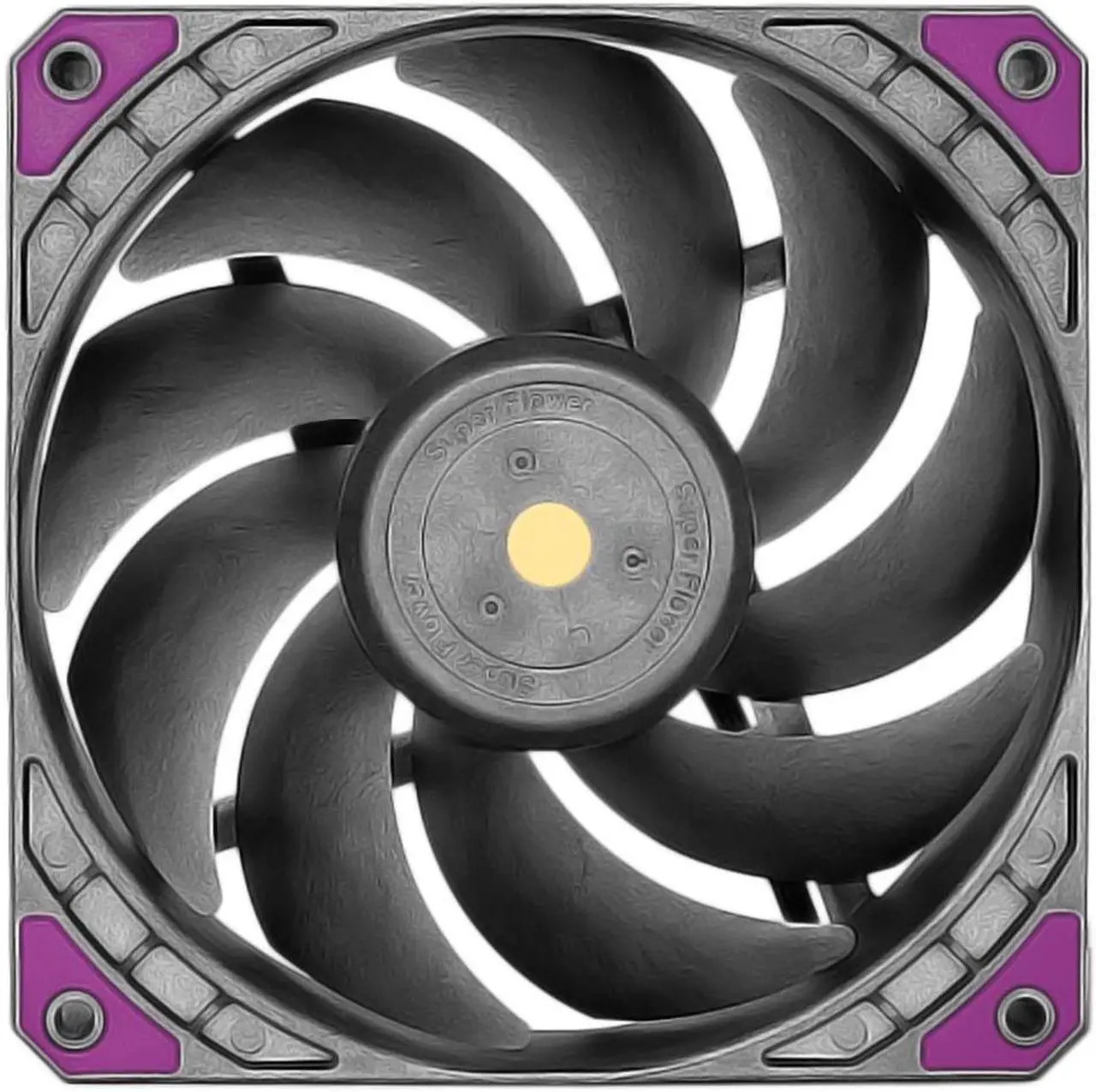 Alt view image 4 of 6 - Super Flower, MEGACOOL 120mm fan, Triple-Pack, 12-pole motor design, super cooling performance, PWM, Purple Anti-Vibration Mounting Pads, Computer Case Fan, Remote Control, SF-PF121-BK_3P, 30mm depth