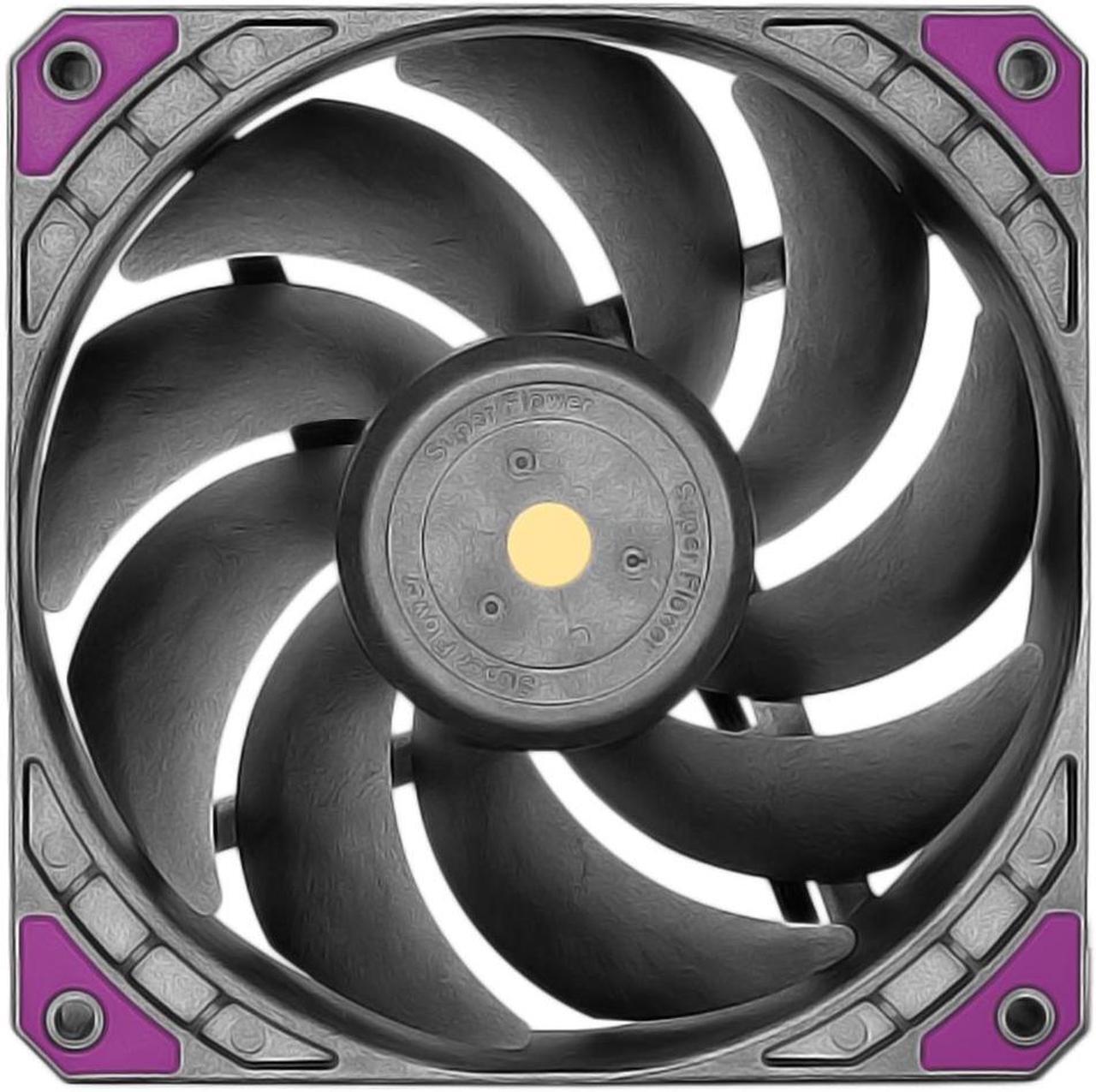 Alt view image 3 of 4 - Super Flower, MEGACOOL 120mm fan, 12-pole motor design, extremely cooling performance, PWM, Black/Grey , Computer Case Fan, Anti-Vibration Mounting Pads, SF-PF121-BK, 30mm depth