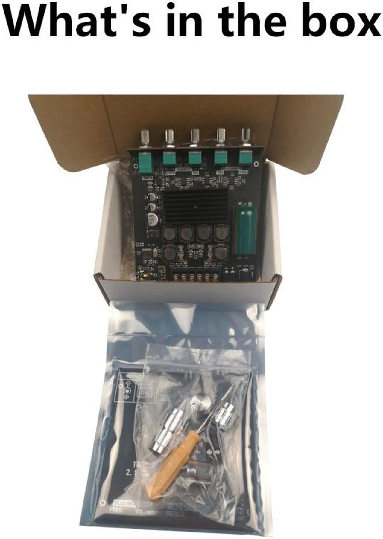 Alt view image 7 of 7 - 50W+50W+100W 2.1 Channel Subwoofer Amplifier Board with Treble and Bass Control, Dual TPA3116 Chip, DC 12-24V, Bluetooth and AUX Inputs, DIY Wireless Speakers AMP Board, Password Free