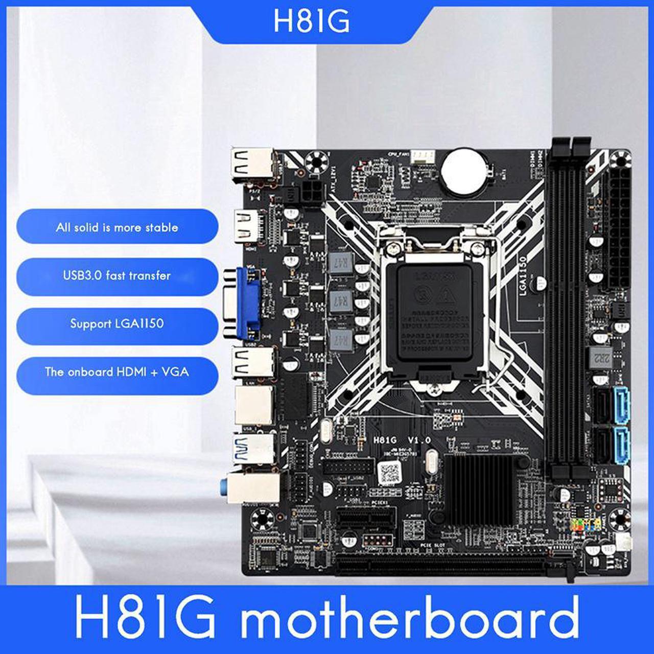 Alt view image 4 of 6 - H81 Motherboard H81G LGA 1150 M-ATX 2xDDR3 Slot Support Core Celeron/Pentium E3 V3 Processor