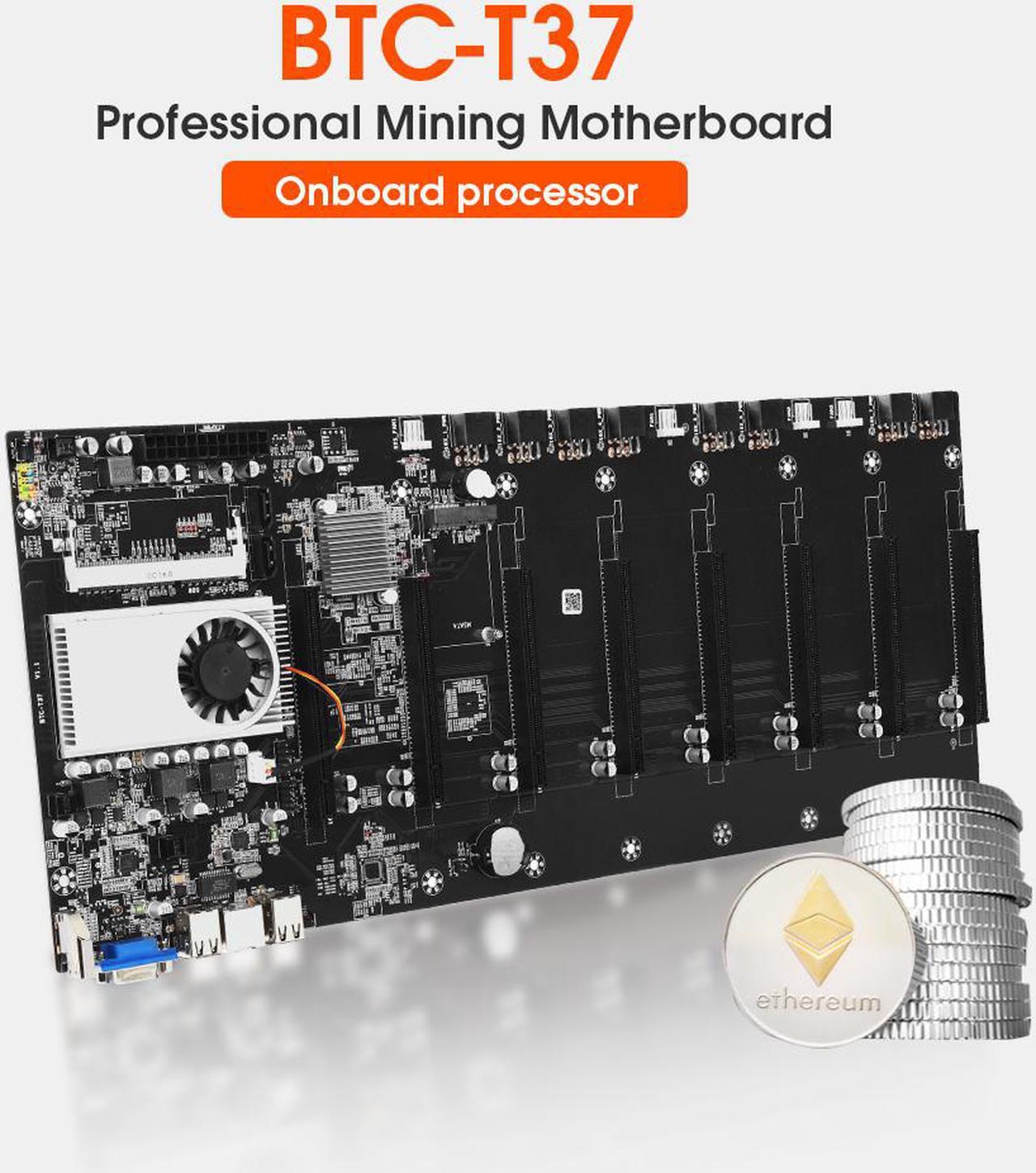 Alt view image 7 of 7 - BTC--T37 Mining Motherboard 8 GPU Mainboard With CPU + 128G mSATA ssd +8G RAM