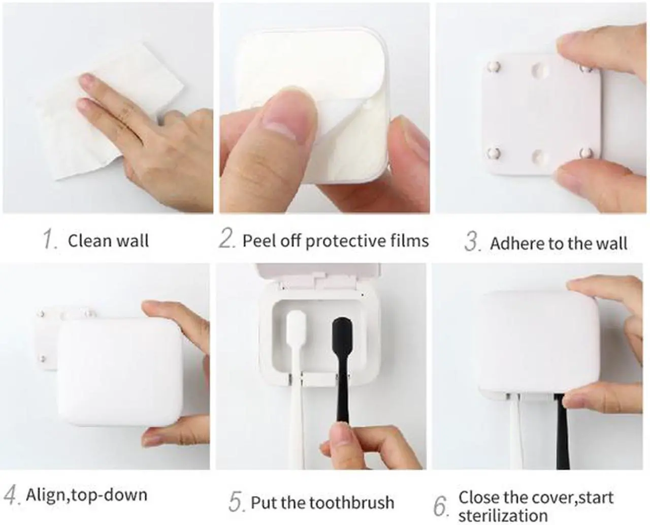 Alt view image 5 of 6 - Family Toothbrush Sterilizer Box Holder Anti-Bacteria UV Light Disinfectant Sterilizer Cleaner Box Toothbrush Holder