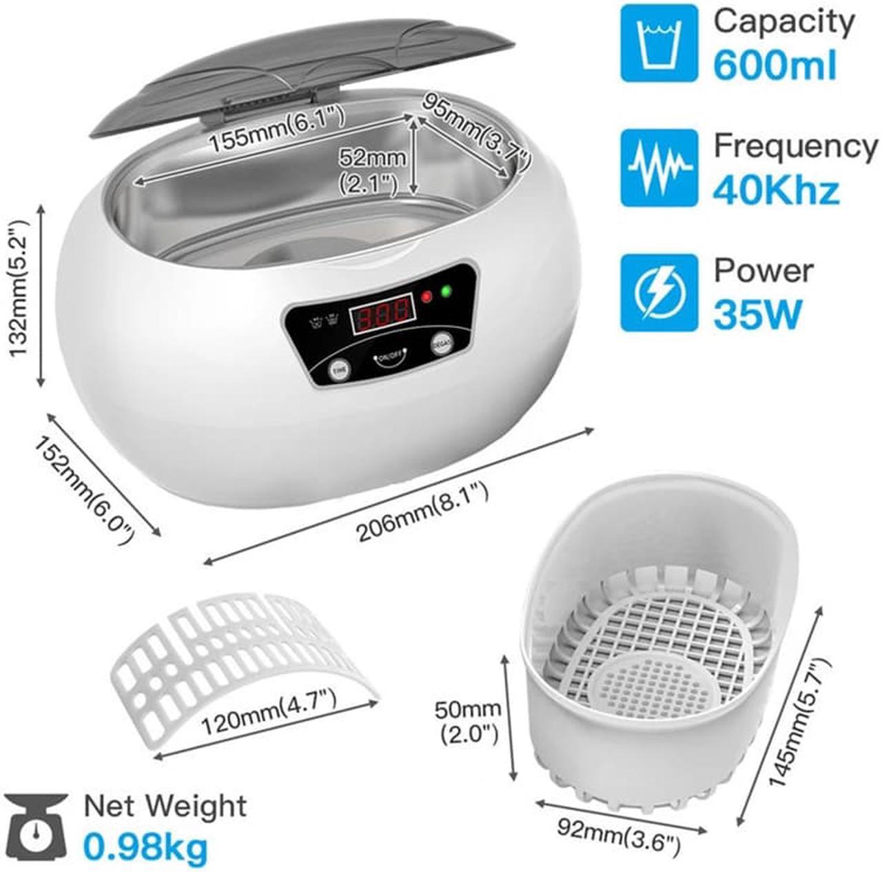 Alt view image 5 of 7 - 600ml Ultrasonic Cleaner Bath Jewelry Watch Glasses Razor Brush Ultrasound Sonic Mini Cleaner Machine 220v