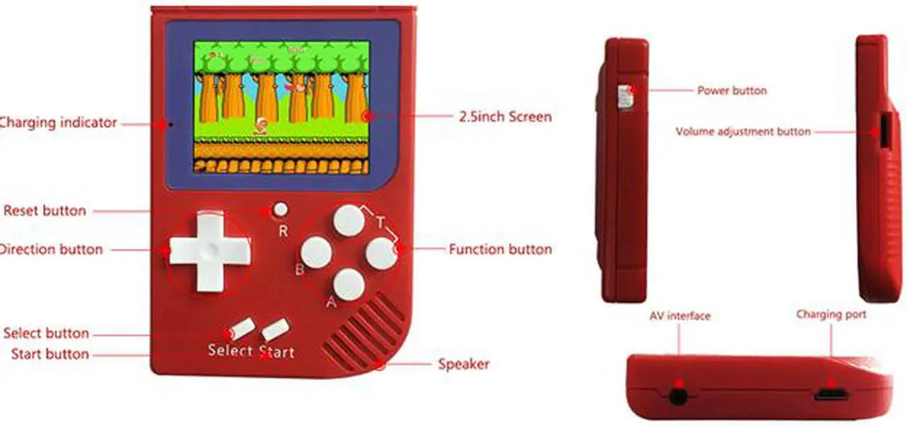 Alt view image 6 of 7 - Rechargeable Retro Game Console Halloween Gift for Children 8 Bit 2.5 Inch LCD Color Video Game Player Built In Lithium Battery 129 Games