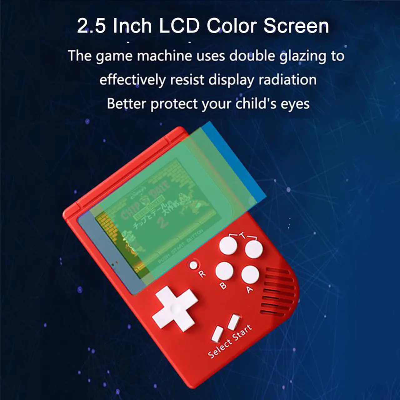 Alt view image 3 of 7 - Rechargeable Retro Game Console Halloween Gift for Children 8 Bit 2.5 Inch LCD Color Video Game Player Built In Lithium Battery 129 Games