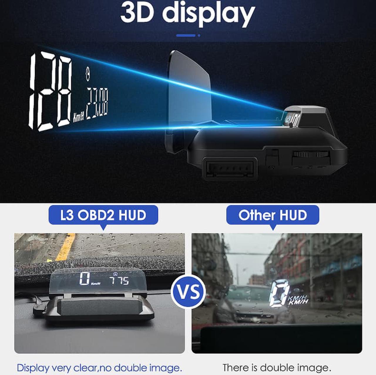 Alt view image 2 of 7 - Car HUD Head Up display Auto HUD OBD2 Car Speed Projector KMH MPH Speedometer Car Detector Oil Consumption