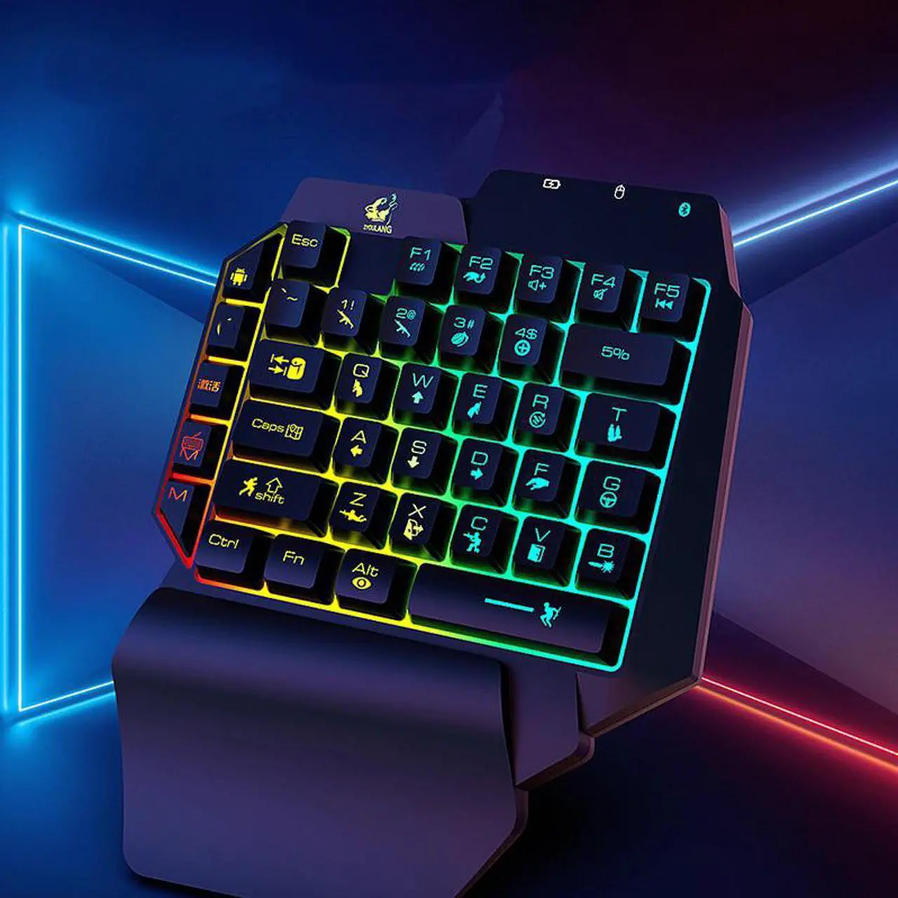 Alt view image 2 of 7 - Wired Gaming Keyboard LED 35 Keys Single Hand Keyboard with Backlight USB Ergonomic Support Mechanical Feeling For PUBG LOL Game