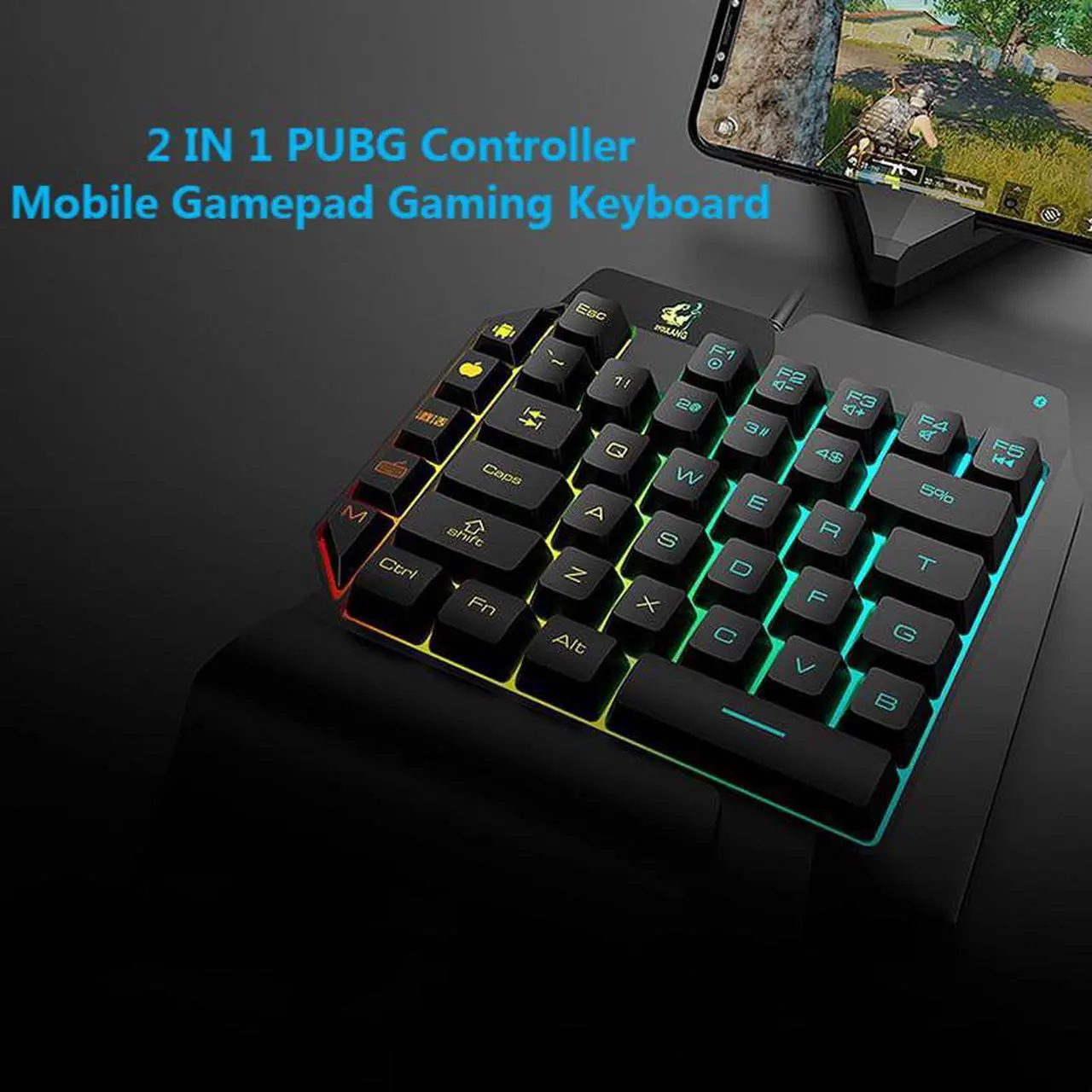 Alt view image 6 of 7 - Wired Gaming Keyboard LED 35 Keys Single Hand Keyboard with Backlight USB Ergonomic Support Mechanical Feeling For PUBG LOL Game