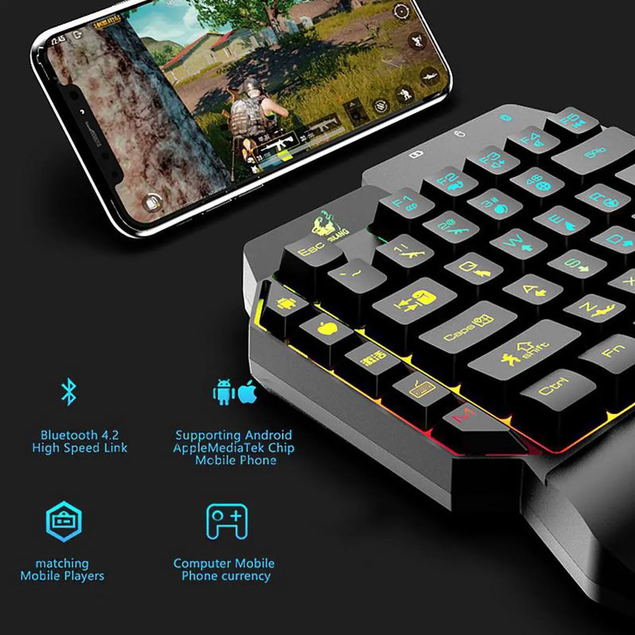 Alt view image 3 of 7 - Wired Gaming Keyboard LED 35 Keys Single Hand Keyboard with Backlight USB Ergonomic Support Mechanical Feeling For PUBG LOL Game