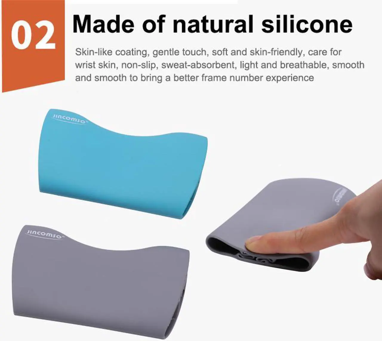 Alt view image 3 of 7 - Washable Mousepads Natural Silicone Mouse Pad Wrist Rest Ergonomic Office Healthy Mousepad Support for Office Gaming Computer Gray