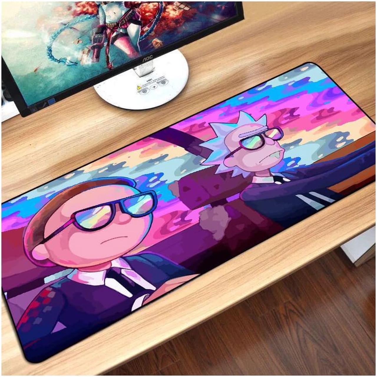 Alt view image 6 of 9 - HISIPETECH 800x300MM Large Mouse Pad Anti-slip Natural Rubber Gaming Mousepad Rick And Morty with Locking Edge Gamer Keyboard Mat XL For PC Computer Laptop Desktop - OEM