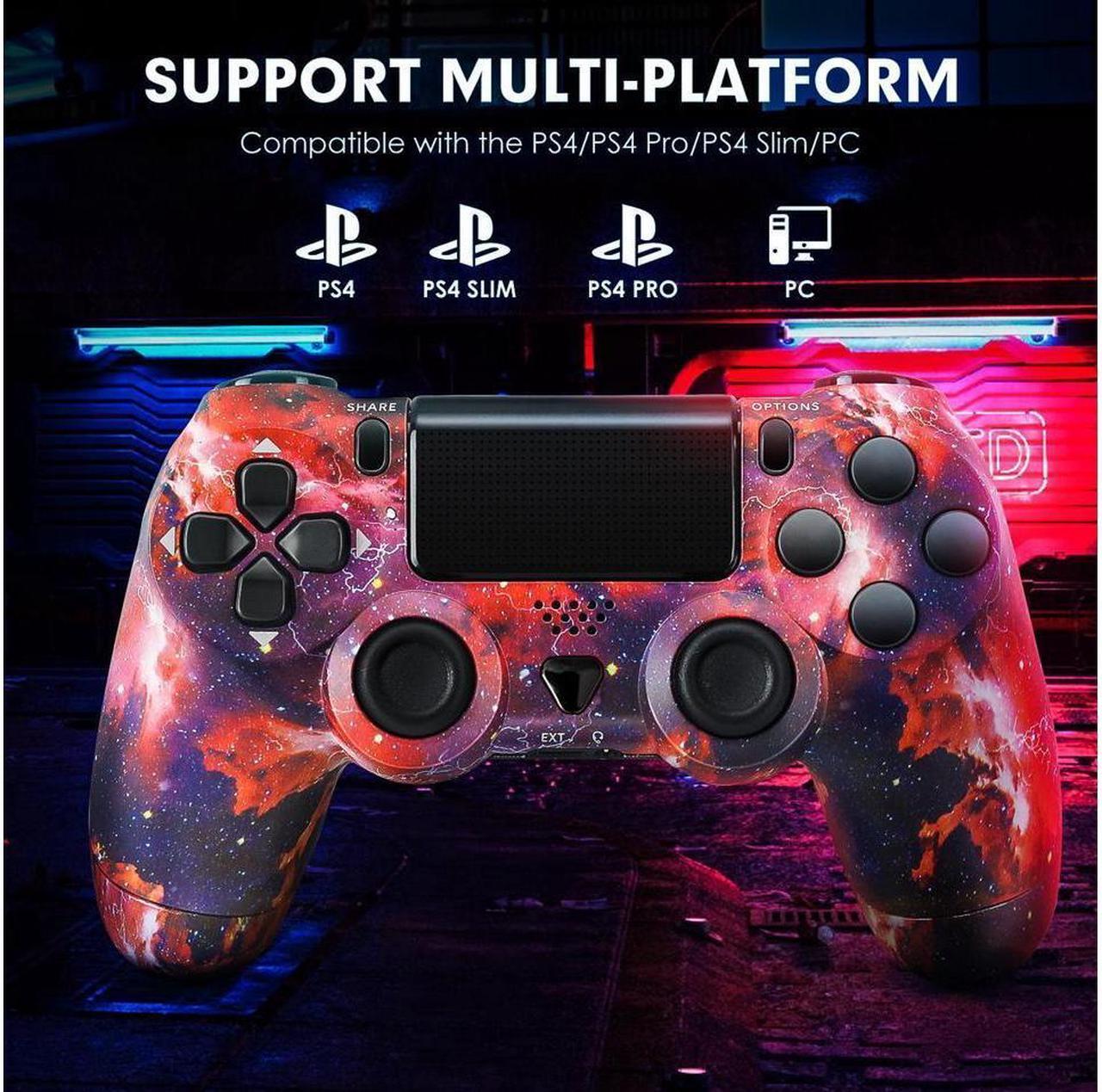 Alt view image 2 of 7 - Wireless Controller for PlayStation 4 Remote, Bluetooth Gamepad Six-Axis Motion Gaming Control Touch Pad for PS 4/Slim/Pro/PC, Dual Vibration Shock, Speaker, Stereo Headset Jack, Red Galaxy