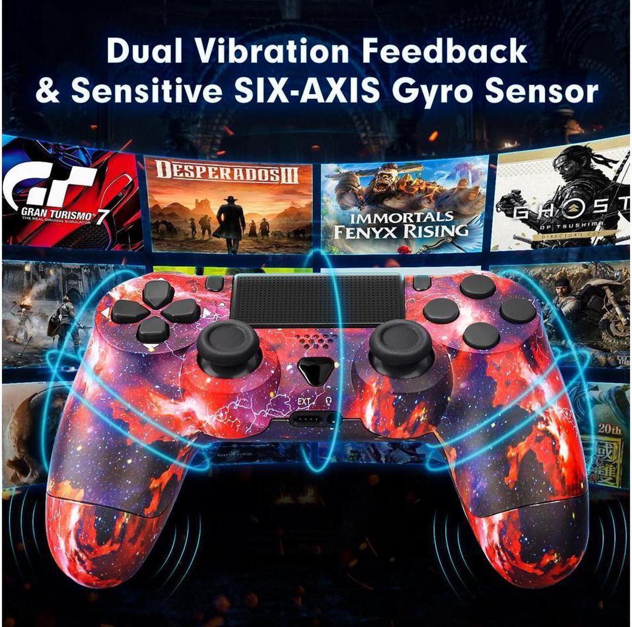 Alt view image 3 of 7 - Wireless Controller for PlayStation 4 Remote, Bluetooth Gamepad Six-Axis Motion Gaming Control Touch Pad for PS 4/Slim/Pro/PC, Dual Vibration Shock, Speaker, Stereo Headset Jack, Red Galaxy