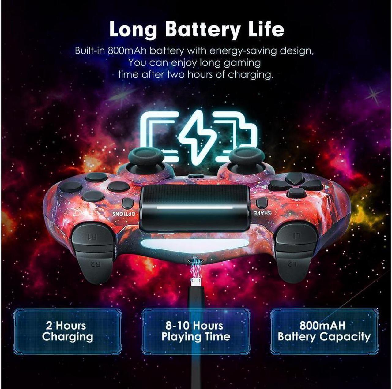 Alt view image 4 of 7 - Wireless Controller for PlayStation 4 Remote, Bluetooth Gamepad Six-Axis Motion Gaming Control Touch Pad for PS 4/Slim/Pro/PC, Dual Vibration Shock, Speaker, Stereo Headset Jack, Red Galaxy