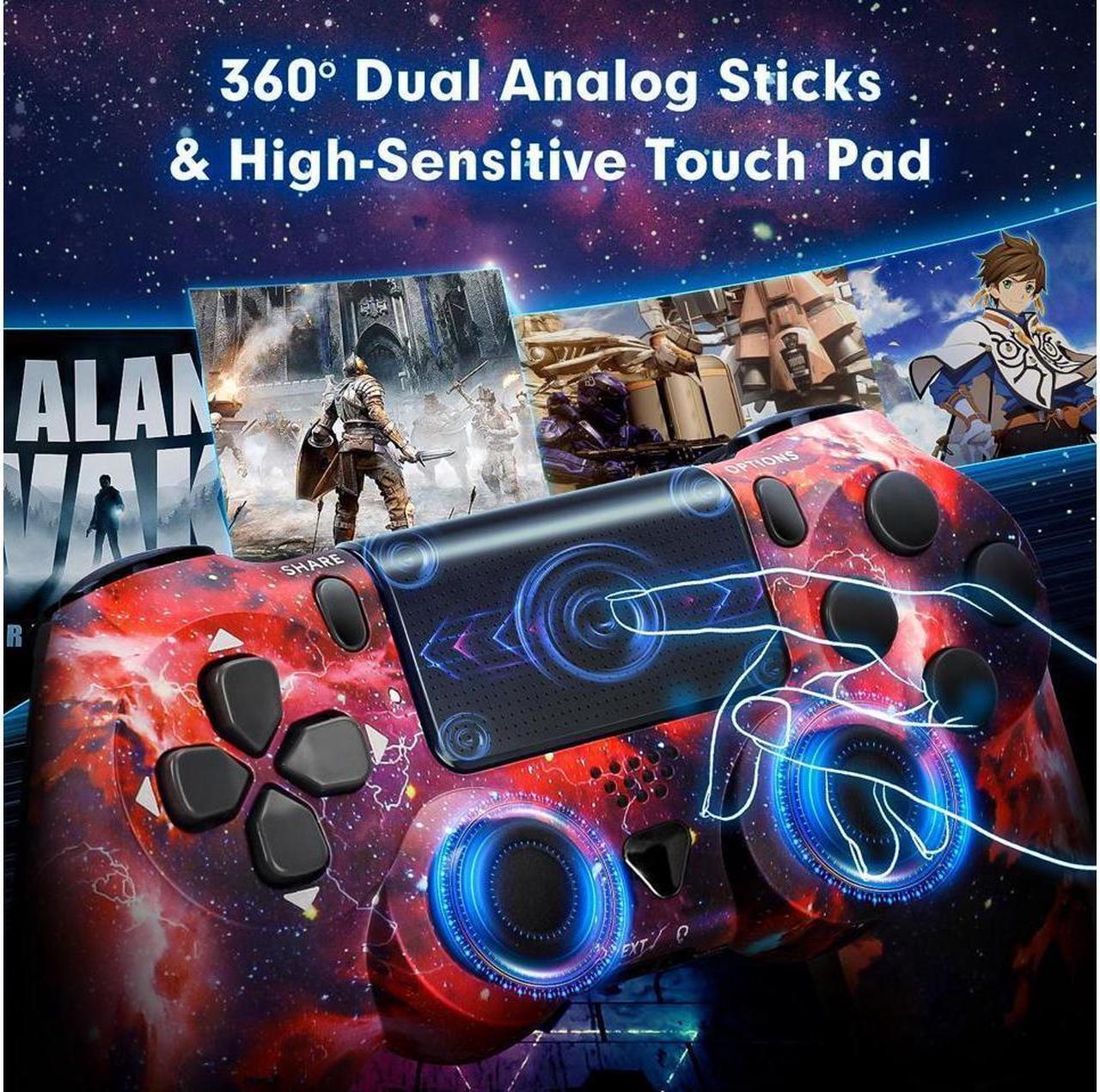 Alt view image 5 of 7 - Wireless Controller for PlayStation 4 Remote, Bluetooth Gamepad Six-Axis Motion Gaming Control Touch Pad for PS 4/Slim/Pro/PC, Dual Vibration Shock, Speaker, Stereo Headset Jack, Red Galaxy
