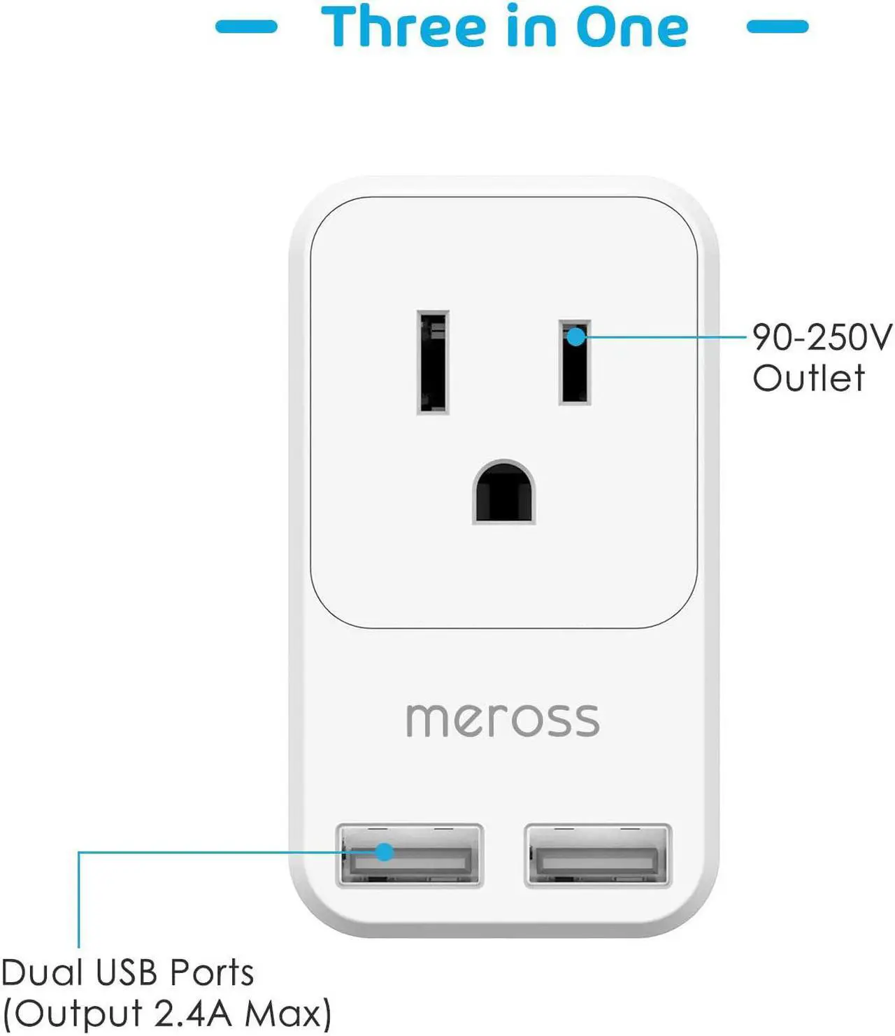 Alt view image 2 of 7 - [2 Pack] Travel Plug Adapter, Meross International Power Plug with 2 USB, USA to Most Europe Outlet Adapter, Lightweight, Compact Size, Power Adapter for EU Type C Country - 2 Pack