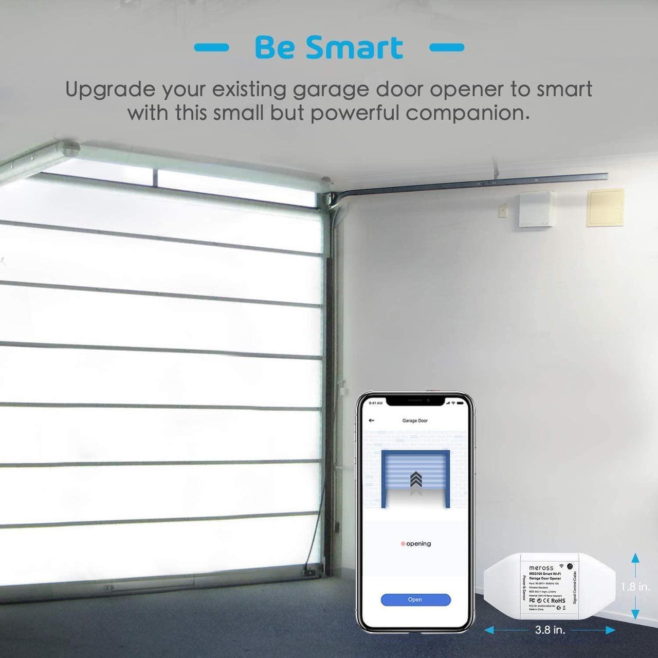 Alt view image 3 of 7 - [Non-Homekit Version] meross MSG100 Smart Wi-Fi Garage Door Opener Remote, APP Control, Compatible with Alexa, Google Assistant and IFTTT, No Hub Needed