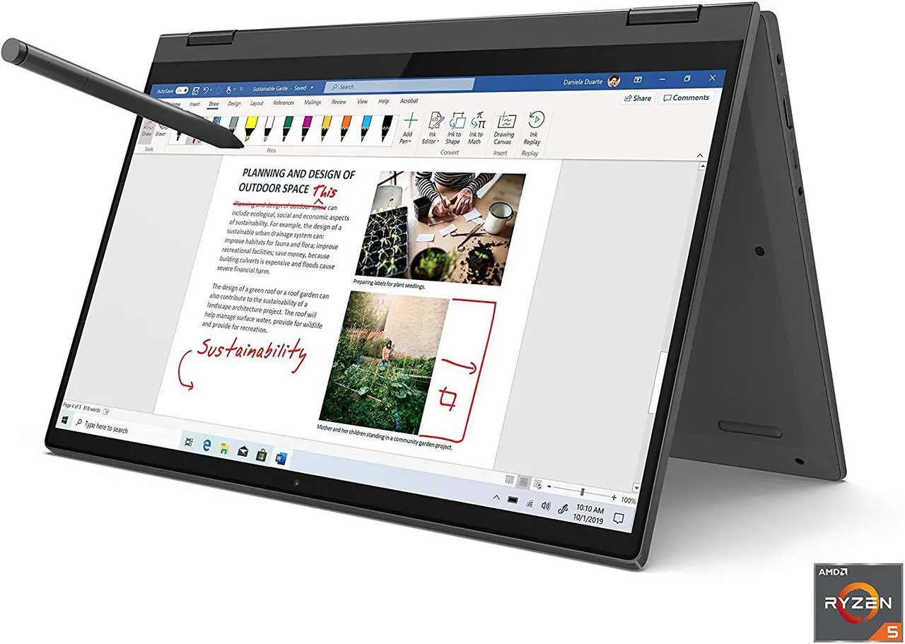 Alt view image 3 of 7 - Lenovo Flex 5 Premium 2 in 1 Business Laptop I 14" FHD IPS Touchscreen I AMD Hexa-Core Ryzen 5 4500U  I 16GB DDR4 256GB PCIe SSD I Backlit FP Pen Win 10