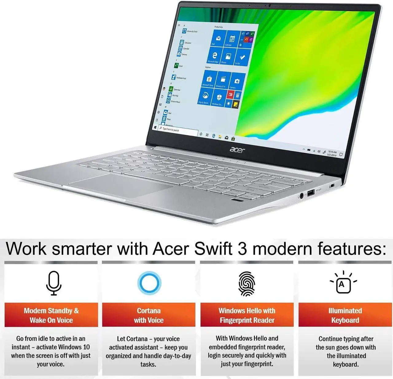 Main image of Acer Swift 3 Thin & Light Business Laptop, 14" FHD IPS, AMD 8-Core Ryzen 7 4700U , 8GB DDR4 512GB SSD, Fingerprint Backlit USB-C Win 10 Pro